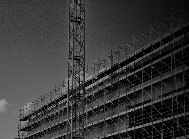Scaffolding erected outside a large building in Southampton.
